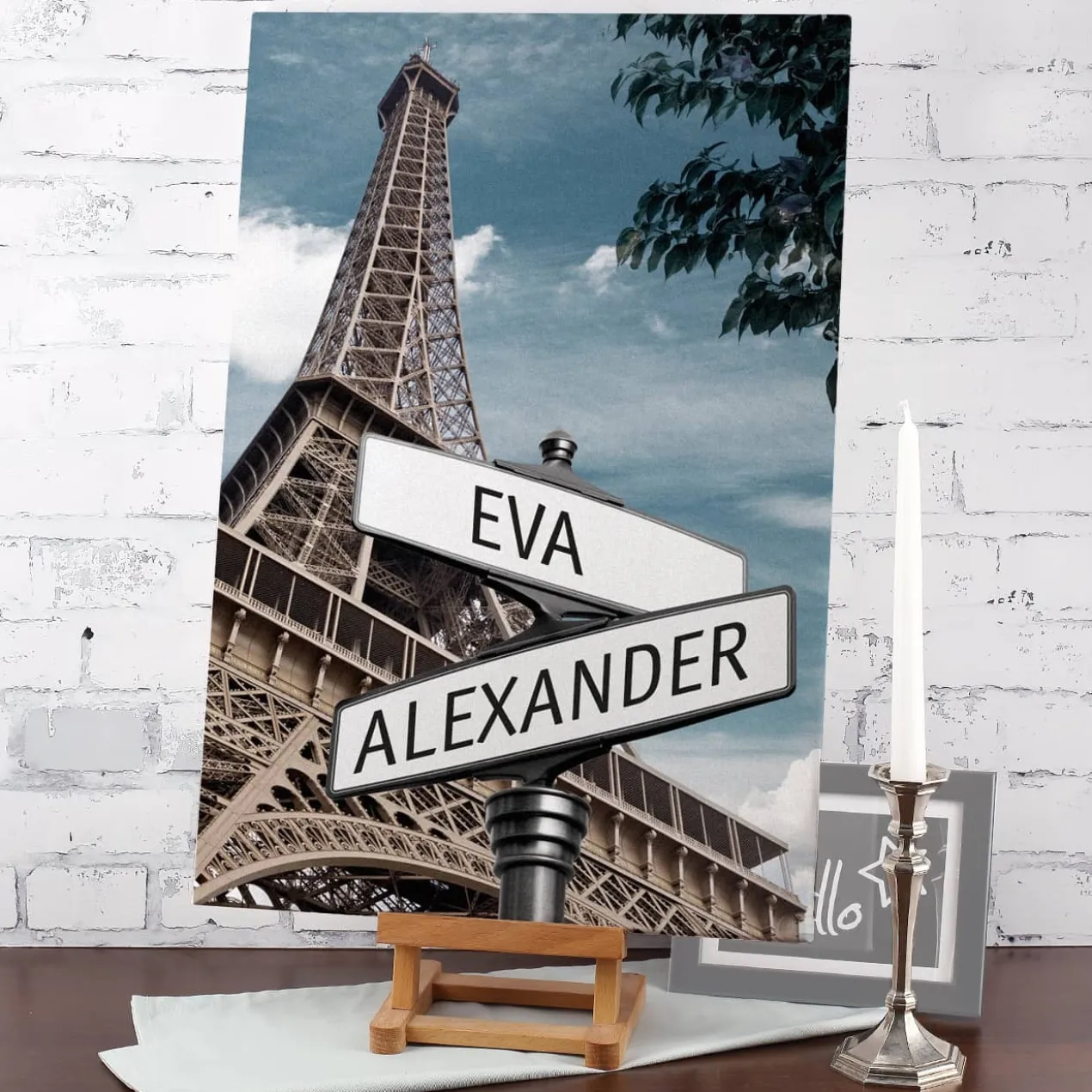 Keilrahmen Leinwand Straßenschilder Paris mit Ihren Namen 60x40cm