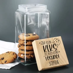Kein Keks ist auch keine Lösung! - Vorratsglas mit Bambusdeckel in 4 Größen