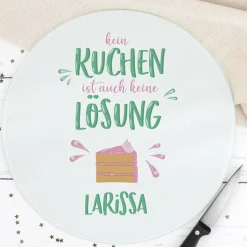 Kein Kuchen ist auch keine Lösung - Lustiger Glasteller mit Name