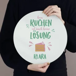 Kein Kuchen ist auch keine Lösung - Lustiger Glasteller mit Name