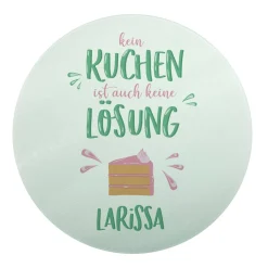 Kein Kuchen ist auch keine Lösung - Lustiger Glasteller mit Name