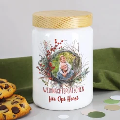 Keksdose mit Fotomotiv zu Weihnachten