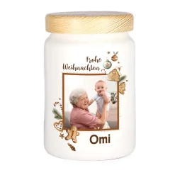 Keksdose mit Lebkuchenmotiv, Ihrem Foto und Wunschnamen bedruckt
