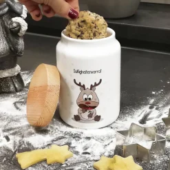 Keksdose mit niedlichem Rentier und Ihrem Namen