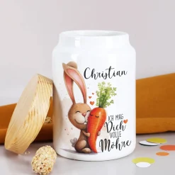 Keramikdose - Ich mag dich volle Möhre - mit Wunschname