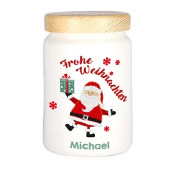 Keramikdose mit Weihnachtsmannmotiv und Personalisierung