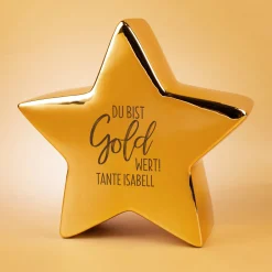 Keramikstern von Leonardo ‚Du bist Gold wert!‘ personalisiert mit Name | 20 cm | Für besondere Menschen