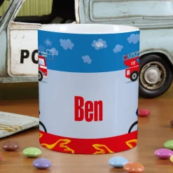 Keramiktasse mit Feuerwehr und Name bedruckt