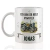 Keramiktasse mit Retro Traktor Motiv | Personalisiertes Geschenk für Treckerfreunde