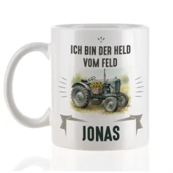 Keramiktasse mit Retro Traktor Motiv | Personalisiertes Geschenk für Treckerfreunde