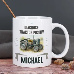 Keramiktasse mit Retro Traktor Motiv | Personalisiertes Geschenk für Treckerfreunde