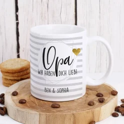 Keramiktasse - Opa wir haben dich lieb - mit Ihrem Wunschtext