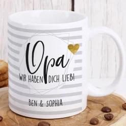 Keramiktasse - Opa wir haben dich lieb - mit Ihrem Wunschtext