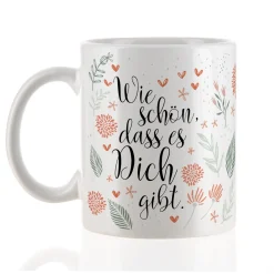 Keramik Tasse - Wie schön, dass es Dich gibt | Geschenk zum Geburtstag, Muttertag oder als Dankeschön