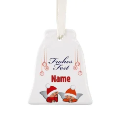 Keramikweihnachtsglocke -Engel- mit Namensaufdruck