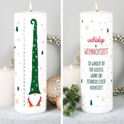 Kerze als Adventskalender mit Wichtel und Wunschtext | Wichtelige Weihnachtszeit