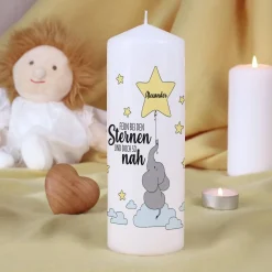 Kerze "Fern bei den Sternen" mit Name des Kindes