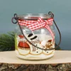 Kerze im Glas mit Metallbügel - Schneemann
