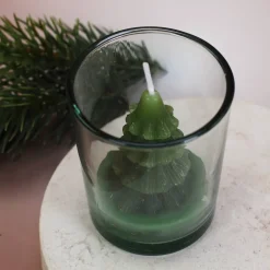 Kerze im Glas Weihnachtsbaum - weiß oder grün