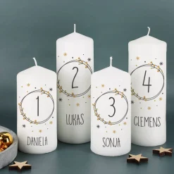 Kerzen für den Adventskranz mit Wunschtexten