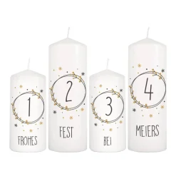 Kerzen für den Adventskranz mit Wunschtexten