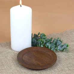 Kerzenteller aus Akazienholz braun 12 cm | Holz Teller für Stumpenkerzen, Tischdeko & Wohn Deko