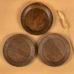Kerzenteller aus Akazienholz braun 12 cm | Holz Teller für Stumpenkerzen, Tischdeko & Wohn Deko
