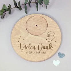 Kerzenteller aus Buchenholz personalisiert mit Name & Wunschtext | Vielen Dank Motiv
