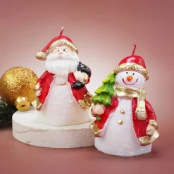Kerze Weihnachtsmann oder Schneemann