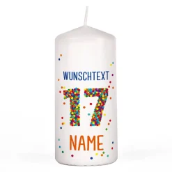 Kerze zum 17. Geburtstag mit Name und Wunschtext