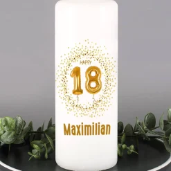 Kerze zum 18. Geburtstag mit Wunschname personalisiert