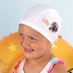 Kinderbadekappe mit Pferde-Motiv und Name bedruckt