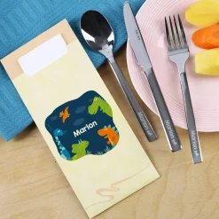 Kinderbesteck mit Namensgravur und süßem Dino