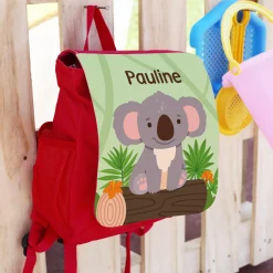 Kindergarten Rucksack in Rot mit Koala Motiv & Name | Personalisiertes Geschenk für Jungen & Mädchen
