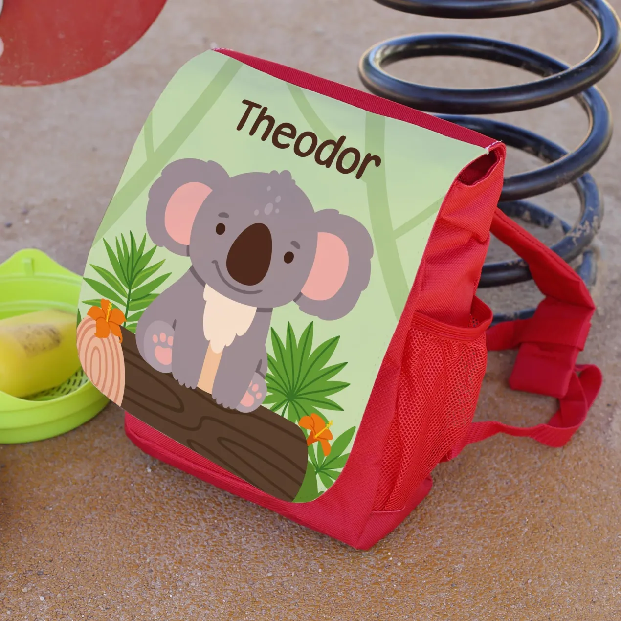 Kindergarten Rucksack in Rot mit Koala Motiv & Name | Personalisiertes Geschenk für Jungen & Mädchen