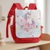 Kindergarten Rucksack in Rot mit Einhorn Motiv | Geschenk für Mädchen personalisiert mit Name