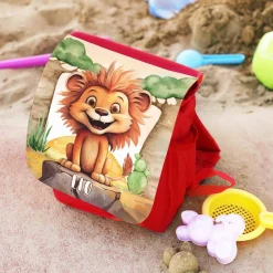 Kindergartenrucksack mit Löwen-Motiv und Wunschname bedruckt