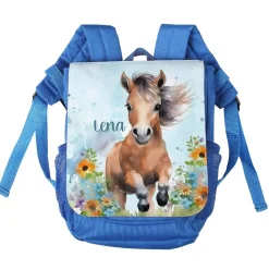 Kindergartenrucksack mit Pferdemotiv und Wunschname bedruckt