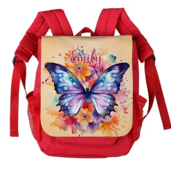 Kindergartenrucksack mit Watercolor Schmetterling und Ihrem Wunschnamen