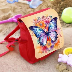 Kindergartenrucksack mit Watercolor Schmetterling und Ihrem Wunschnamen
