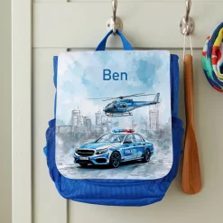 Kindergarten Rucksack personalisiert mit Name & Polizei Motiv | Geschenk für Jungen