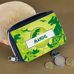 Kinder-Geldbeutel im Saurier-Look mit Name