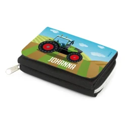 Kinder-Geldbörse mit Traktor-Motiv und Name in zwei Farben