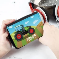 Kinder-Geldbörse mit Traktor-Motiv und Name in zwei Farben