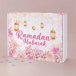 Kinder Ramadan Kalender mit Blumenmotiv in rosa und gold