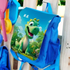 Kinderrucksack mit niedlichem Dinosaurier und Namensaufdruck