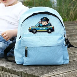 Kinderrucksack mit Polizeiauto-Motiv und Namen personalisierbar für Jungen