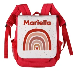 Kinderrucksack mit Regenbogenmotiv und Namensaufdruck