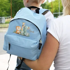 Kinderrucksack mit Tiermotiven in Blau für Jungen | Modell: Safari