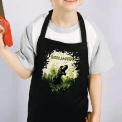 Kinderschürze mit coolem T-Rex Motiv und Name